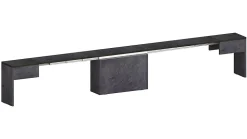 Banc Quedan, Lot de 2 Sièges pour table à manger, Bancs extensibles, 290x25h45 cm, Ardoise