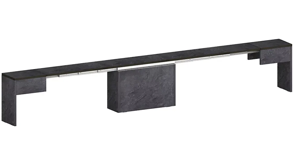 Banc Quedan, Lot de 2 Sièges pour table à manger, Bancs extensibles, 290x25h45 cm, Ardoise