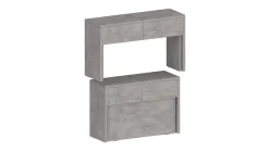 Banc Quedan, Lot de 2 Sièges pour table à manger, Bancs extensibles, 290x25h45 cm, Gris