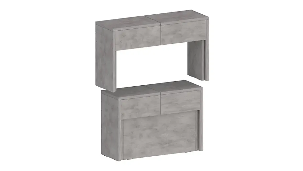 Banc Quedan, Lot de 2 Sièges pour table à manger, Bancs extensibles, 290x25h45 cm, Gris