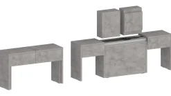 Banc Quedan, Lot de 2 Sièges pour table à manger, Bancs extensibles, 290x25h45 cm, Gris