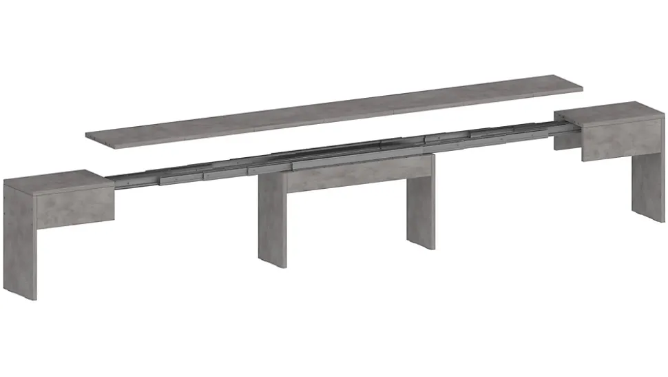 Banc Quedan, Lot de 2 Sièges pour table à manger, Bancs extensibles, 290x25h45 cm, Gris