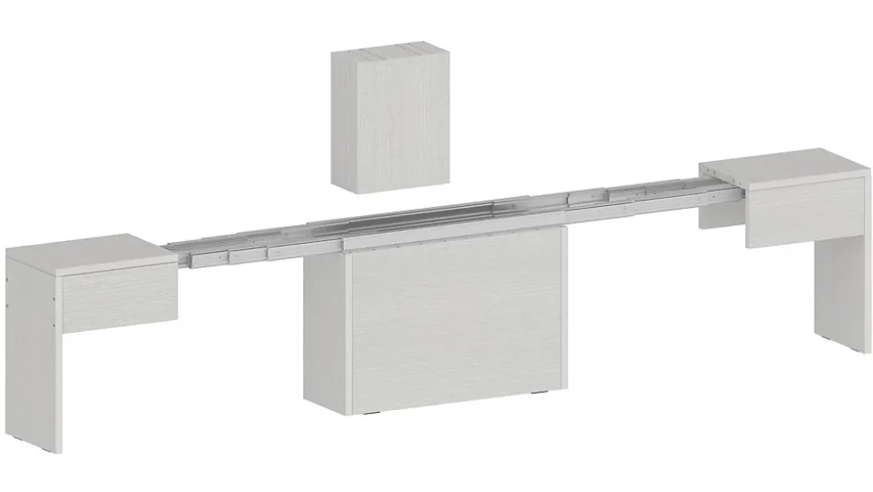 Banc Quedan, Lot de 2 Sièges pour table à manger, Bancs extensibles, 290x25h45 cm, Blanc