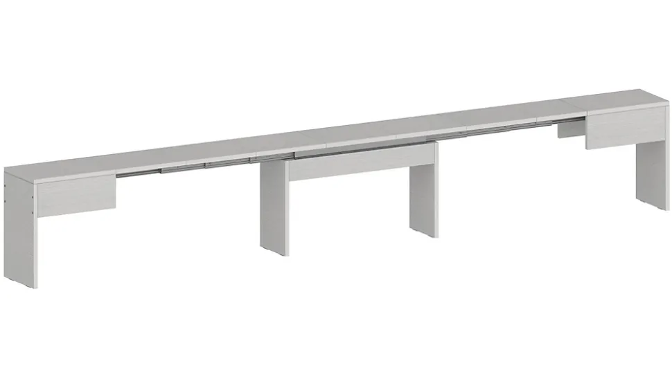 Banc Quedan, Lot de 2 Sièges pour table à manger, Bancs extensibles, 290x25h45 cm, Blanc