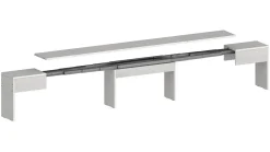 Banc Quedan, Lot de 2 Sièges pour table à manger, Bancs extensibles, 290x25h45 cm, Blanc
