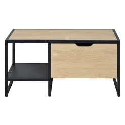 Banc range chaussures en métal noir et bois avec rangement l. 90 cm Homesight Wilko