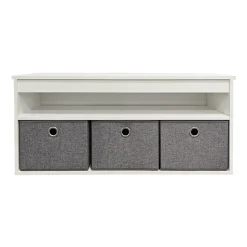 Banc range chaussures en bois blanc avec 3 casiers Box & Beyond