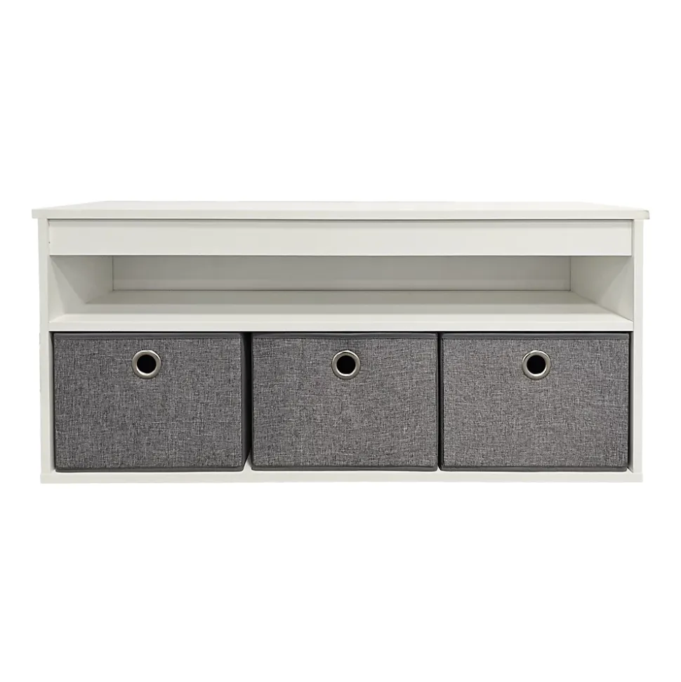 Banc range chaussures en bois blanc avec 3 casiers Box & Beyond