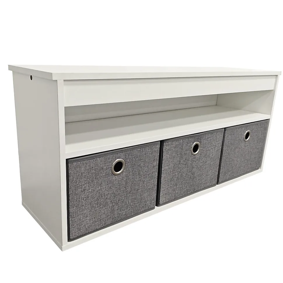 Banc range chaussures en bois blanc avec 3 casiers Box & Beyond