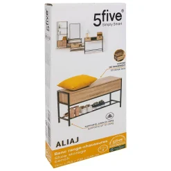 Banc range-chaussures Aliaj avec coffre - Noir- 5five