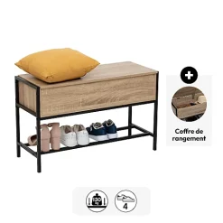 Banc range-chaussures Aliaj avec coffre - Noir- 5five