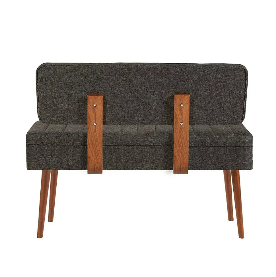 Banc Salento, Banc polyvalent, Sièges pour les invités, Coffre multifonctionnel, 90x39h40 cm, Noyer et Anthracite