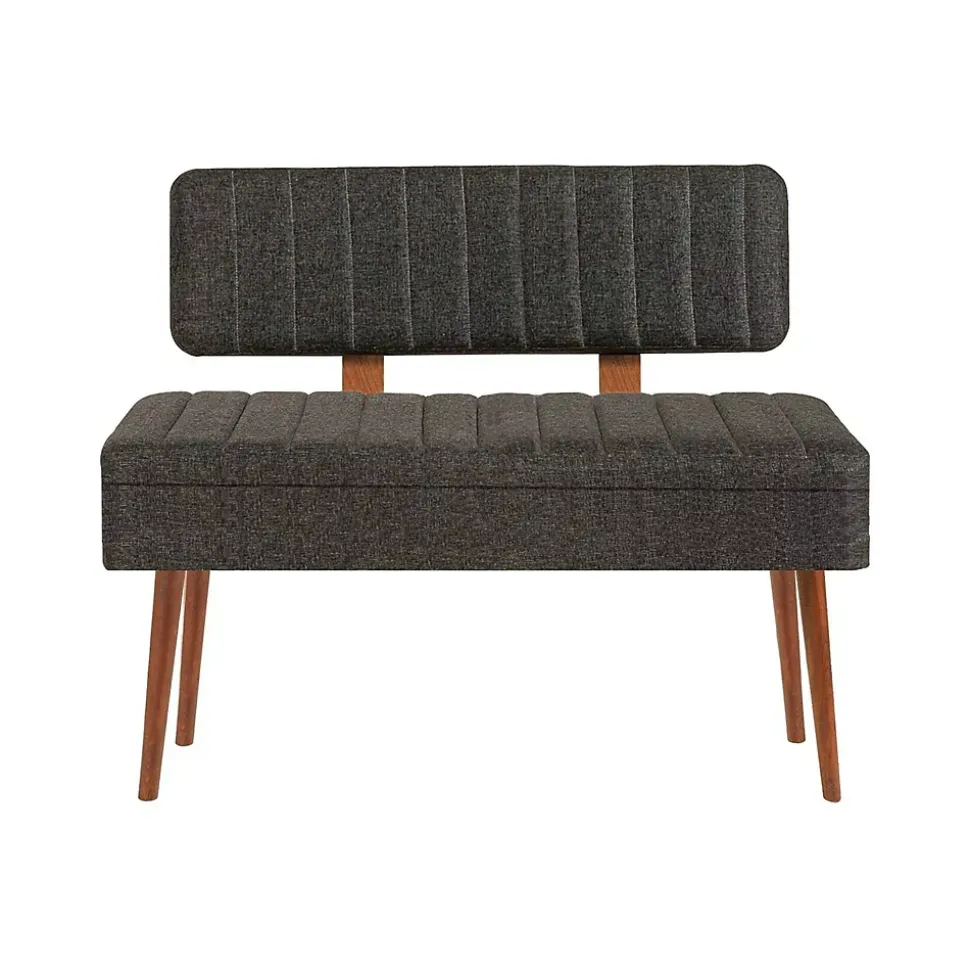 Banc Salento, Banc polyvalent, Sièges pour les invités, Coffre multifonctionnel, 90x39h40 cm, Noyer et Anthracite