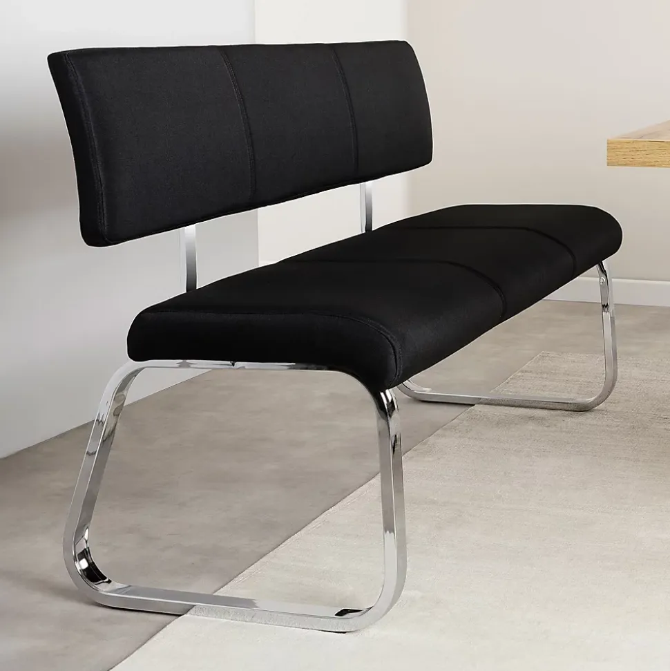 Banc salle à manger VILAS L 135 cm avec dossier en tissu - Noir