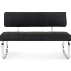 Banc salle à manger VILAS L 135 cm avec dossier en tissu - Noir