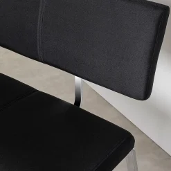 Banc salle à manger VILAS L 135 cm avec dossier en tissu - Noir
