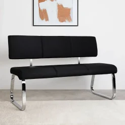 Banc salle à manger VILAS L 135 cm avec dossier en tissu - Noir