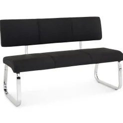 Banc salle à manger VILAS L 135 cm avec dossier en tissu - Noir