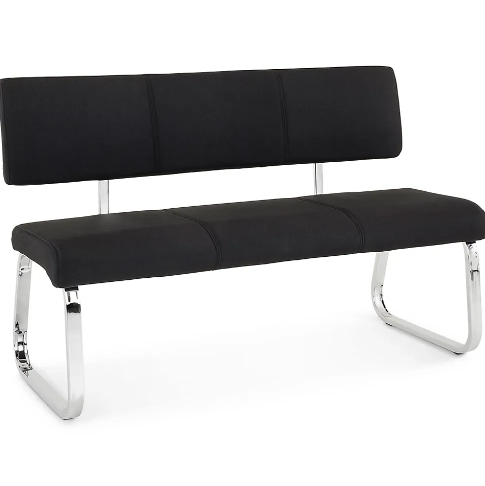 Banc salle à manger VILAS L 135 cm avec dossier en tissu - Noir