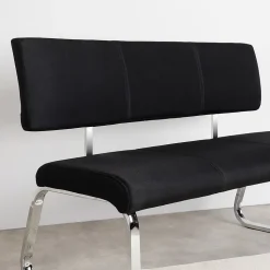 Banc salle à manger VILAS L 135 cm avec dossier en tissu - Noir