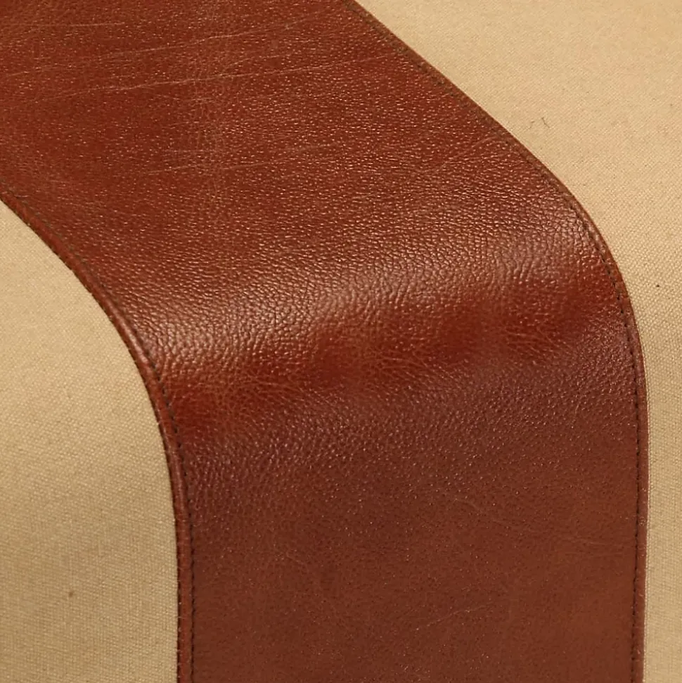 Banc saut de cheval 38 cm marron cuir véritable et manguier vidaXL