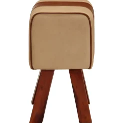 Banc saut de cheval 38 cm marron cuir véritable et manguier vidaXL