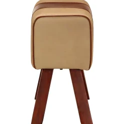 Banc saut de cheval 58 cm marron cuir véritable et manguier vidaXL