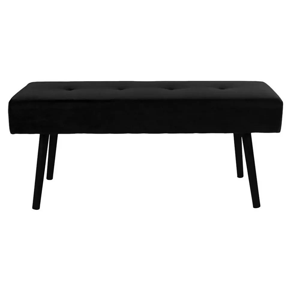 Banc Skiby, Noir, Velours, 35x100x44 cm, Seven Design