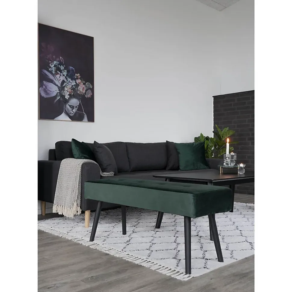 Banc Skiby, Vert, Velours, 35x100x44 cm, Seven Design