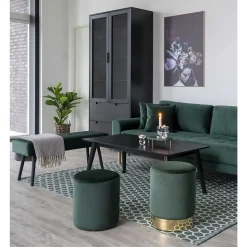 Banc Skiby, Vert, Velours, 35x100x44 cm, Seven Design