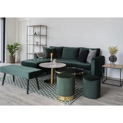 Banc Skiby, Vert, Velours, 35x100x44 cm, Seven Design
