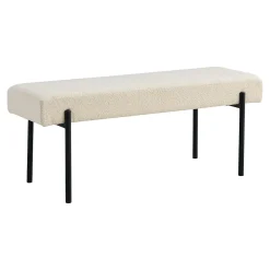Banc Swindon en Boucle Blanc avec Pieds Noirs - Dimensions 100 x 36 x 42,5 cm