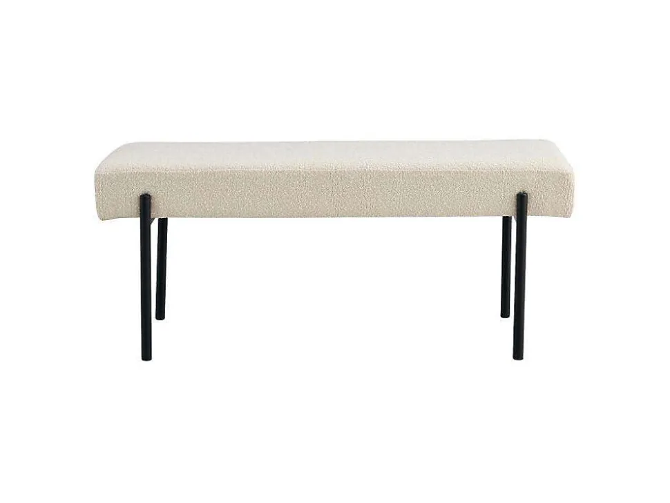 Banc Swindon en Boucle Blanc avec Pieds Noirs - Dimensions 100 x 36 x 42,5 cm