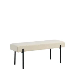 Banc Swindon en Boucle Blanc avec Pieds Noirs - Dimensions 100 x 36 x 42,5 cm