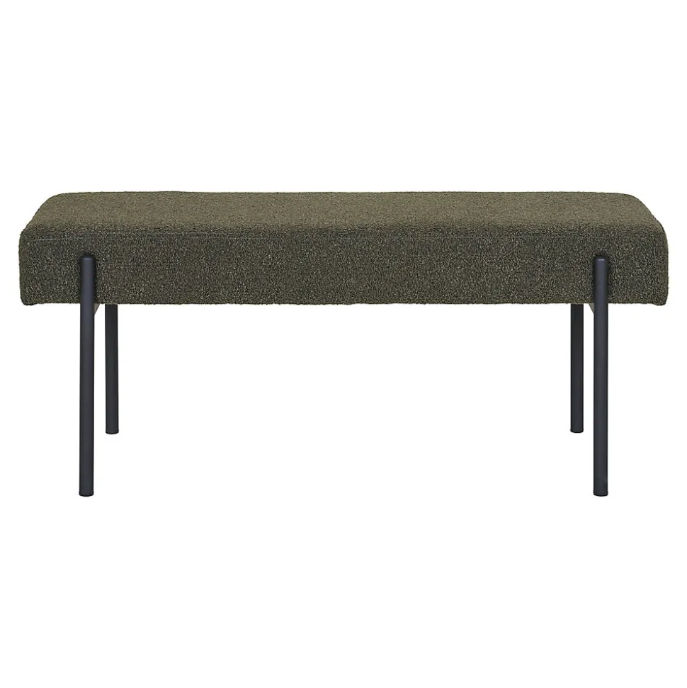 Banc Swindon en Boucle Vert Foncé avec Pieds Noirs - Dimensions 100x36x42,5 cm, HN1241