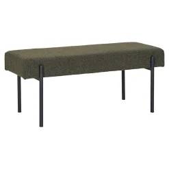 Banc Swindon en Boucle Vert Foncé avec Pieds Noirs - Dimensions 100x36x42,5 cm, HN1241