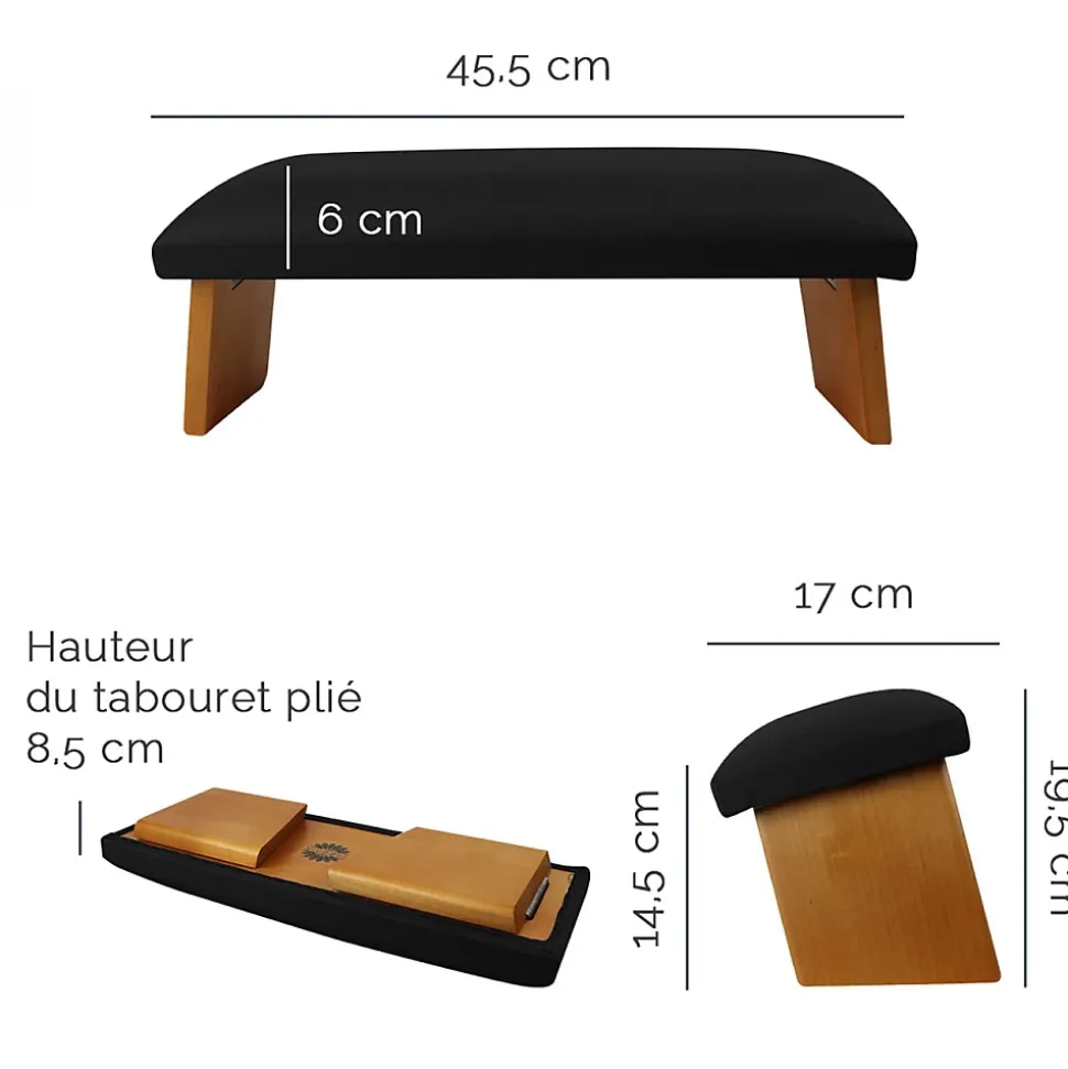 Banc, tabouret de méditation, yoga pliant en bois - Prune - Vivezen