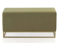 Banc tapissé en tissu velours vert avec base dorée