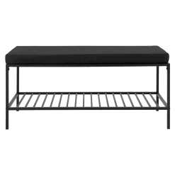 Banc Vita avec Coussin et Étagère Noir - 100x36x48,5 cm pour un Confort Élégant