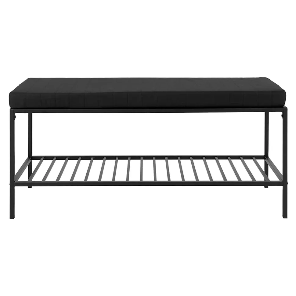 Banc Vita avec Coussin et Étagère Noir - 100x36x48,5 cm pour un Confort Élégant
