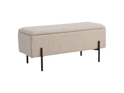 Banc Watford avec Rangement en Tissu Bouclé Beige - Dimensions 95x36,5x43 cm, HN1233