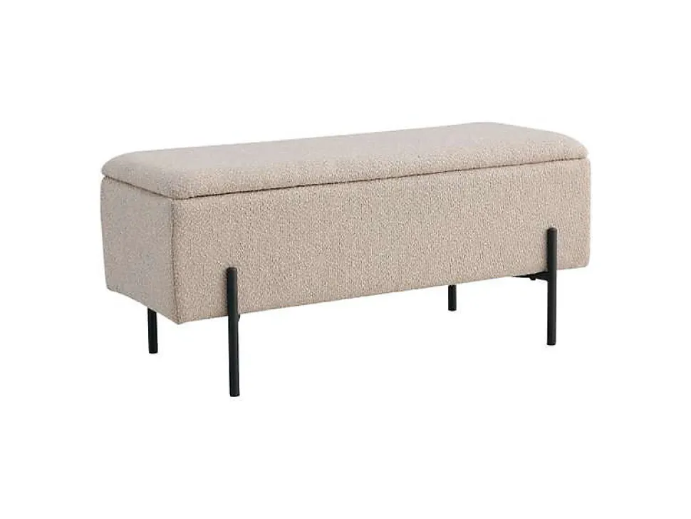 Banc Watford avec Rangement en Tissu Bouclé Beige - Dimensions 95x36,5x43 cm, HN1233