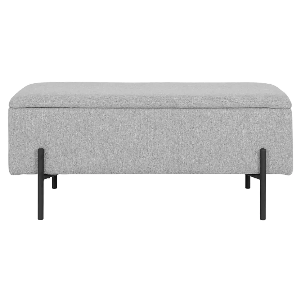Banc Watford avec Rangement Pratique en Gris Clair - Dimensions 95x36,5x43 cm