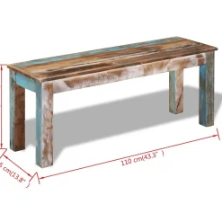 Banc 110x35x45 cm Bois de récupération massif vidaXL