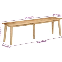 Banc 160x40x45 cm bois massif de manguier vidaXL
