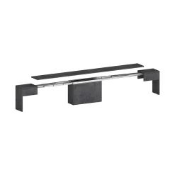 Banc Yutu, Siège pour table à manger, Banc simple extensible, 290x25h45 cm, Ardoise