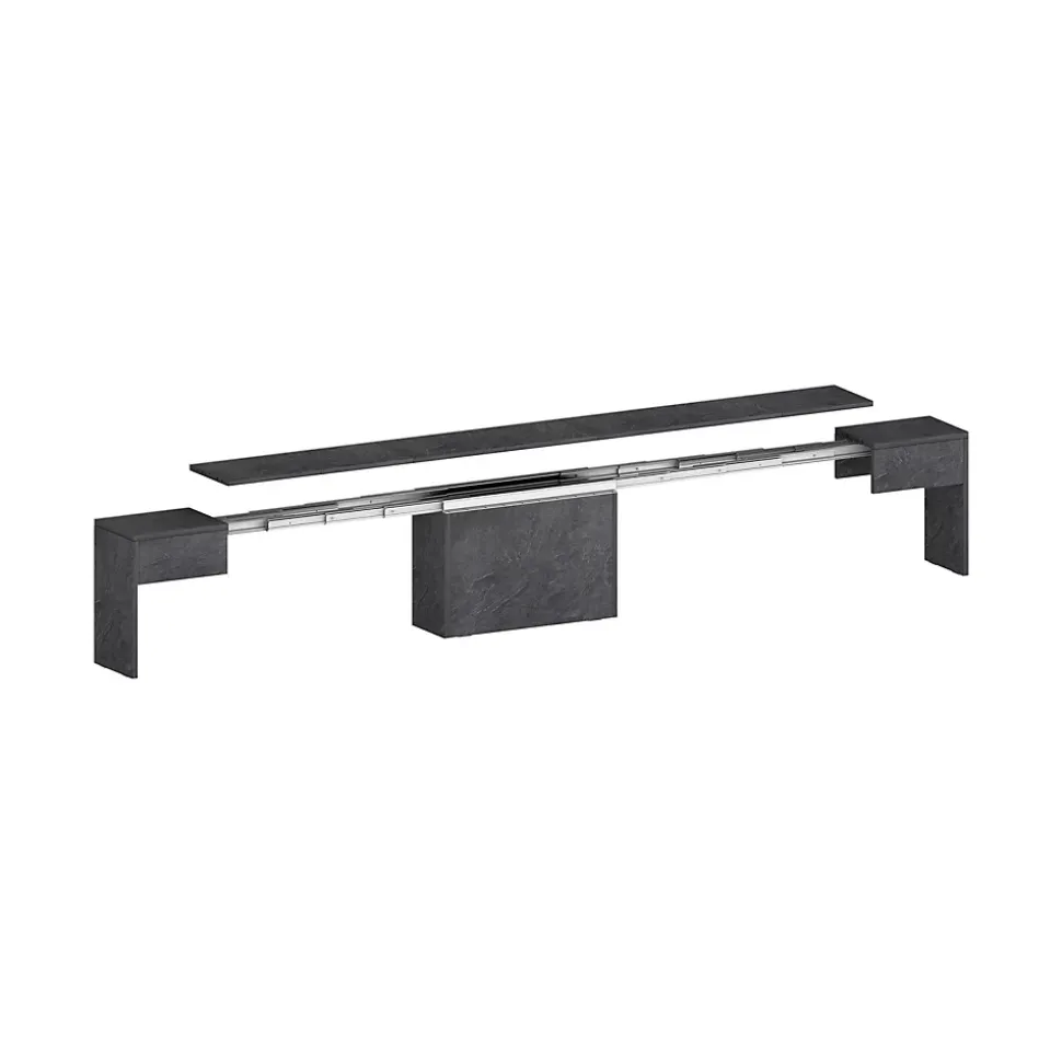 Banc Yutu, Siège pour table à manger, Banc simple extensible, 290x25h45 cm, Ardoise