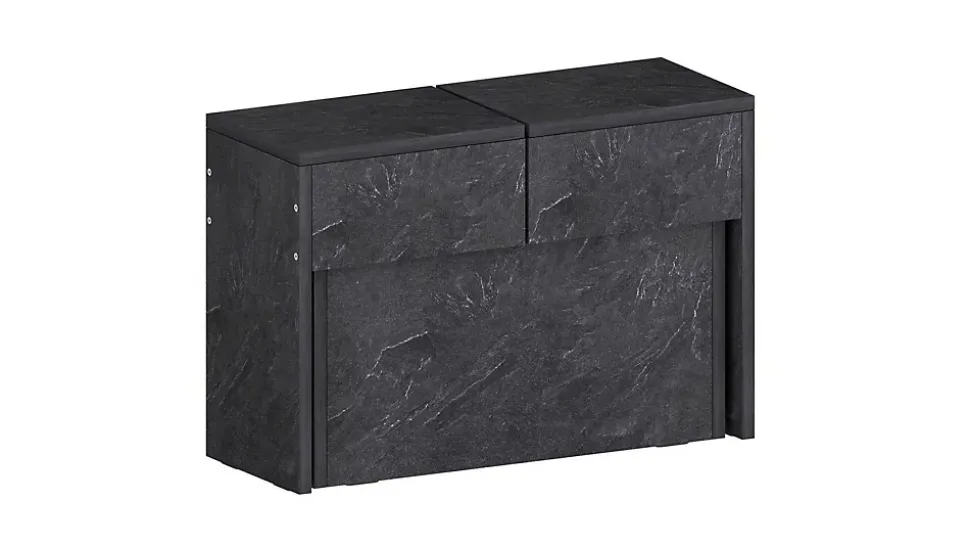 Banc Yutu, Siège pour table à manger, Banc simple extensible, 290x25h45 cm, Ardoise