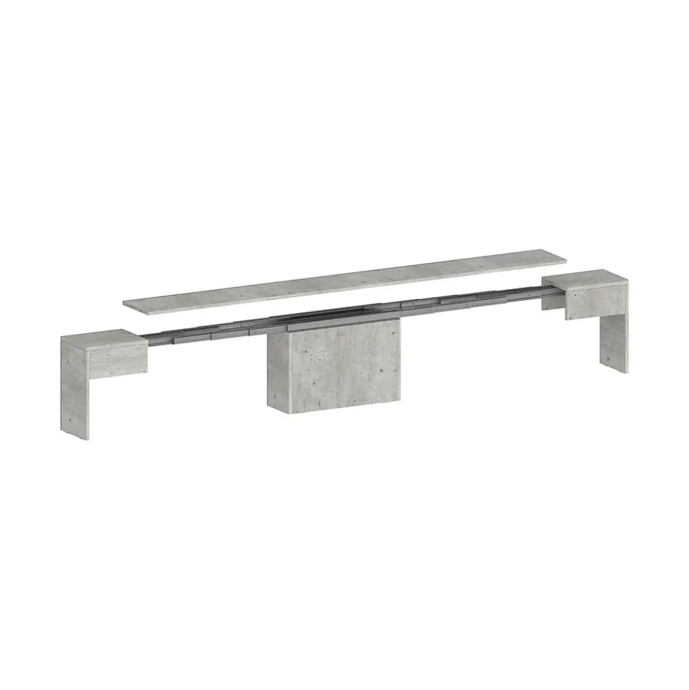 Banc Yutu, Siège pour table à manger, Banc simple extensible, 290x25h45 cm, Ciment