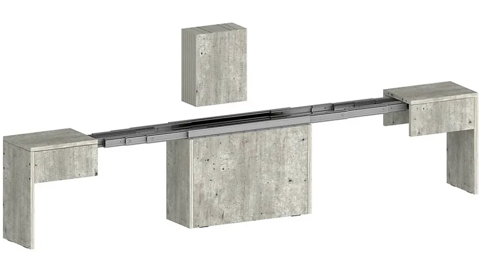 Banc Yutu, Siège pour table à manger, Banc simple extensible, 290x25h45 cm, Ciment